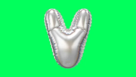 3D Pearl Chrome balloon Letter V animation Stock Footage 263240035