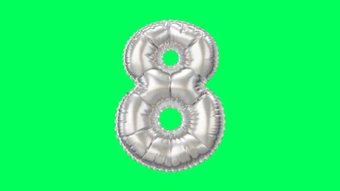3D Pearl Chrome balloon Number 8 animation Stock Footage 263240196