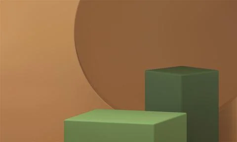 3d pedestal level stage empty showcase green geometric square rectangle des.. イラスト素材
