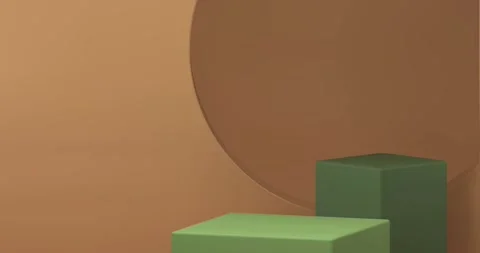 3d pedestal showcase green geometric square realistic animation loop Stock Footage 277189095
