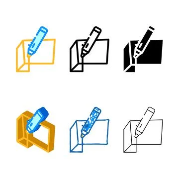 3d pen color icon vector color variety Stock Illustration