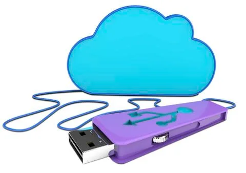 3d pen drive and cloud Stock Illustration