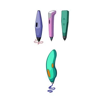 3d pen technology creating plastic filament objects Stock Illustration