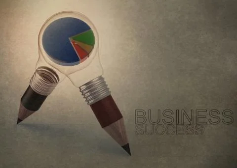 3d pencil light bulb drawing business success Stock-Illustration