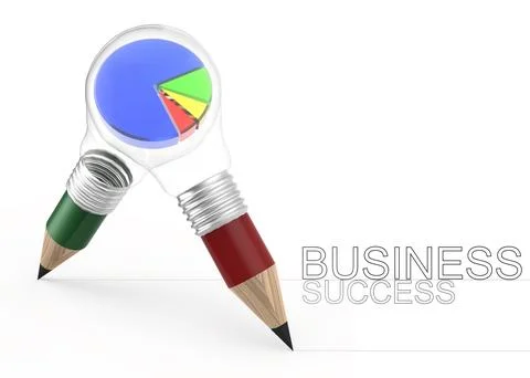 3d pencil light bulb drawing business success Stock Illustration