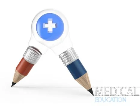 3d pencil lightbulb creative draws medical education Иллюстрация