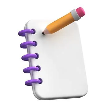 3D Pencil Notepad Writing Illustration isolated on a white background Stock Illustration