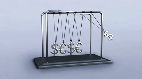 3D pendulum newton dollars and euros Video stock 1097743