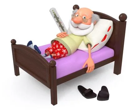 3d pensioner is ill Stock Illustration