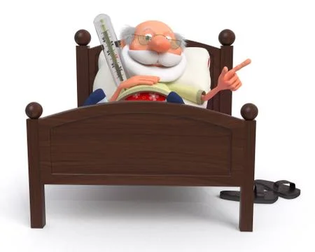 3d pensioner is ill Stock Illustration