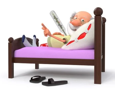 3d pensioner is ill Stock Illustration