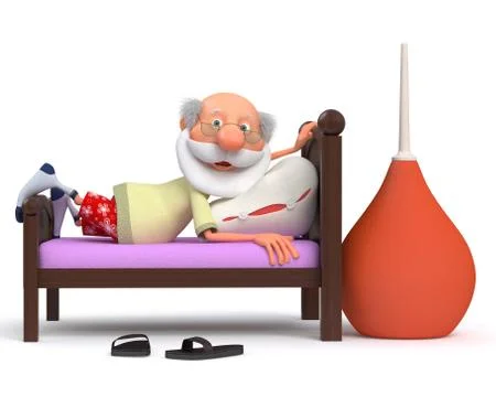 3d pensioner is ill Stock Illustration