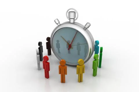3d people around the clock, time management concept Free Stock Illustration