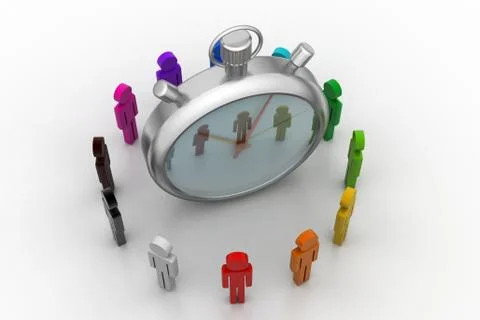 3d people around the clock, time management concept Free Stock Illustration