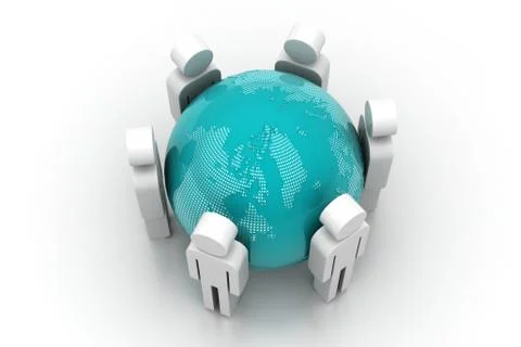 3d people around the globe Grats Stockgrafik