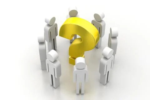 3d people around the question mark Free Stock Illustration