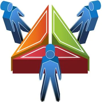 3d people around triangle Stock Illustration
