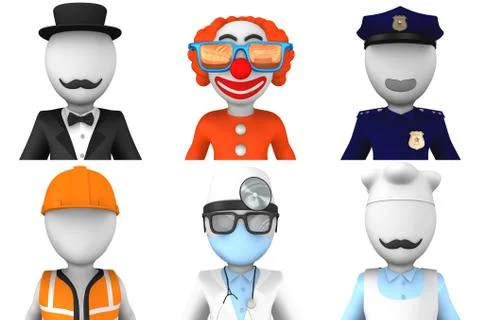 3d people. Avatars. Stock Illustration