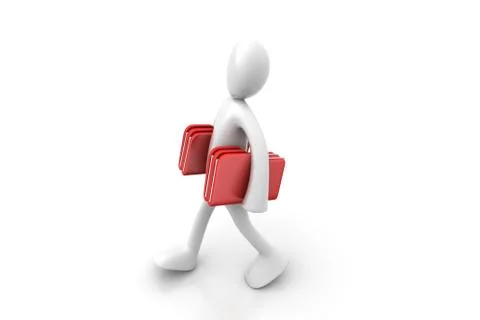 3d people carrying the file folder Free Stock Illustration