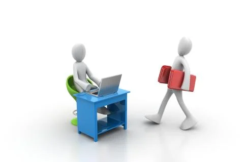 3d people carrying the file folder in office Illustrazione stock gratuita