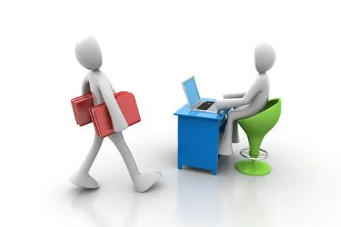 3d people carrying the file folder in office Illustrazione stock gratuita