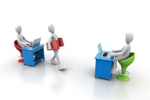 3d people carrying the file folder in office Free Stock Illustration