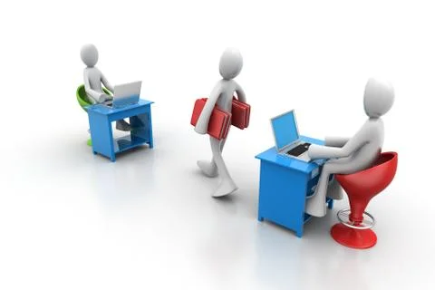 3d people carrying the file folder in office Free Stock Illustration