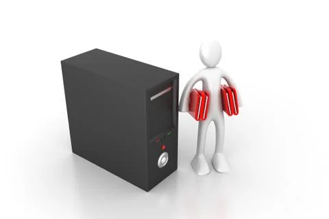 3d people carrying the file folder Illustrazione stock gratuita