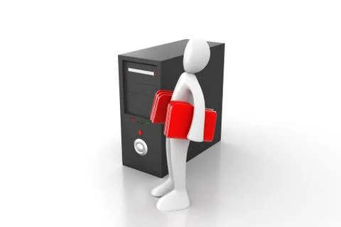 3d people carrying the file folder Free Stock Illustration