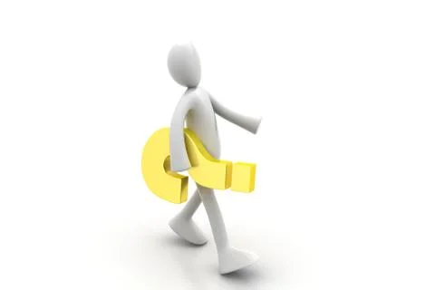 3d people carrying  the question mark Free Stock Illustration