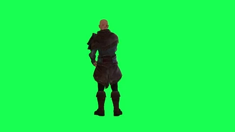3d people in chroma key background isolated Medieval merchant man trading in old Video stock 243972336