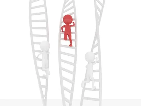 3d people climbing using a ladder Illustrazione stock