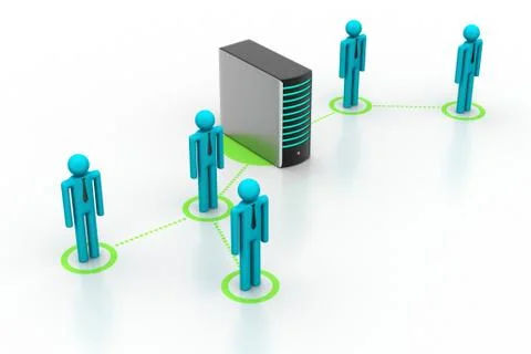 3d people connect with server Free Stock Illustration