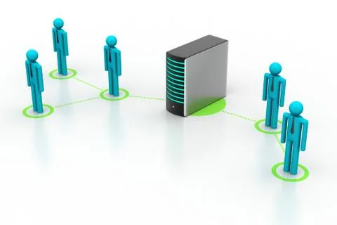3d people connect with server Free Stock Illustration