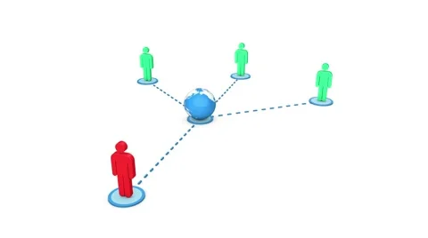 3d people connected to earth globe with a leader Stock Footage 62064480