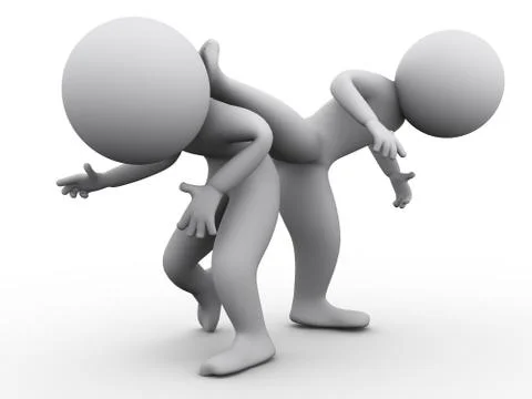 3d people fighting Stock Illustration