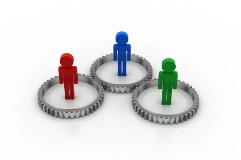 3d people with gear Free Stock Illustration