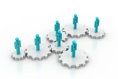 3d people in gear, team work concept Free Stock Illustration