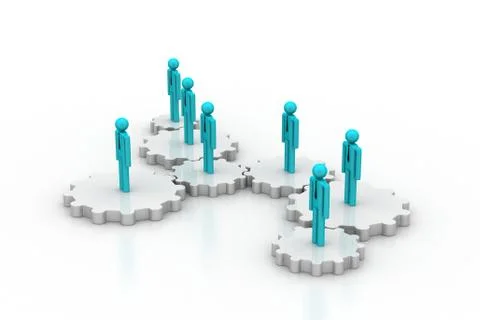 3d people in gear, team work concept Free Stock Illustration