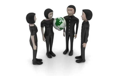 3d people with globe Free Stock Illustration
