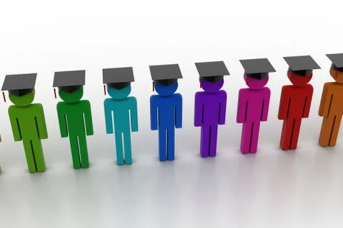 3d people with graduation hat Stock Illustration