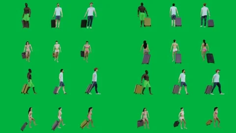 3d people green screen run walk crowd Vídeos de archivo 333002958