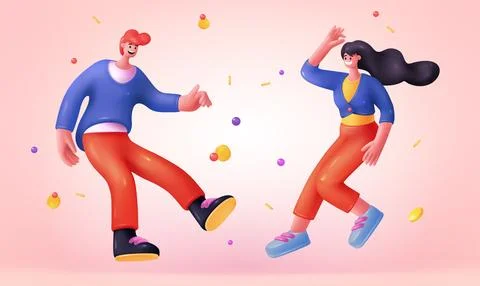 3D people. Happy render persons. Man or woman poses. Young human students. .. Stock Illustration