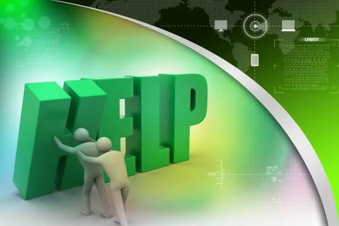 3d people with help text Illustrazione stock