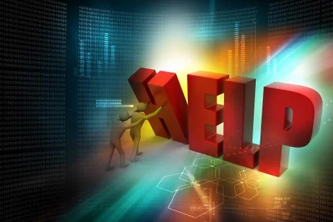 3d people with help text Stock Illustration