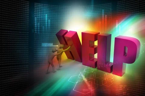 3d people with help text Illustrazione stock