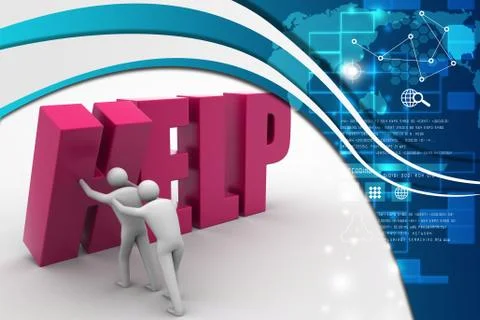 3d people with help text Stock Illustration