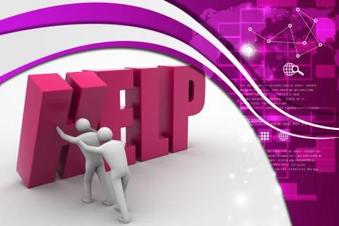 3d people with help text Illustrazione stock