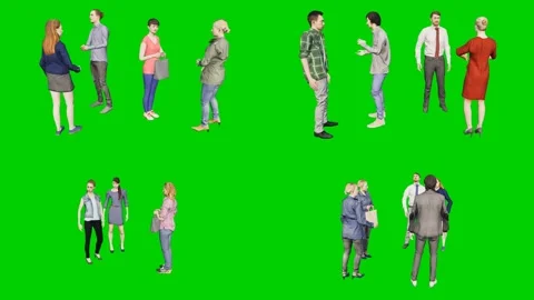 3d people man on green screen crowd interacts in business casual wear this Stock Footage 334702101