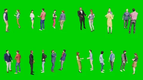 3d people man on green screen large crowd walks across in mixed casual Stock Footage 334702113